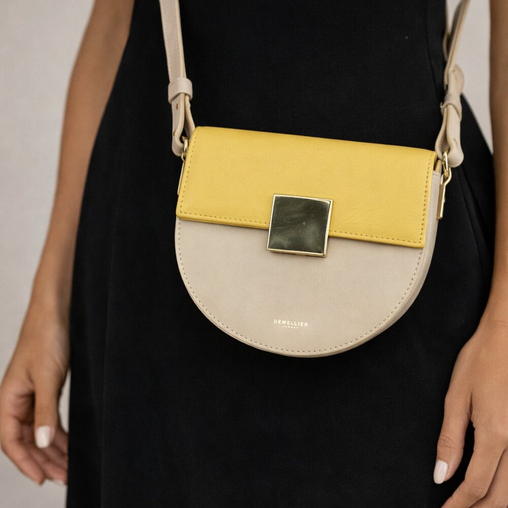 DeMellier Mini Venice Crossbody Bag – Yellow Cream Two-Tone Leather